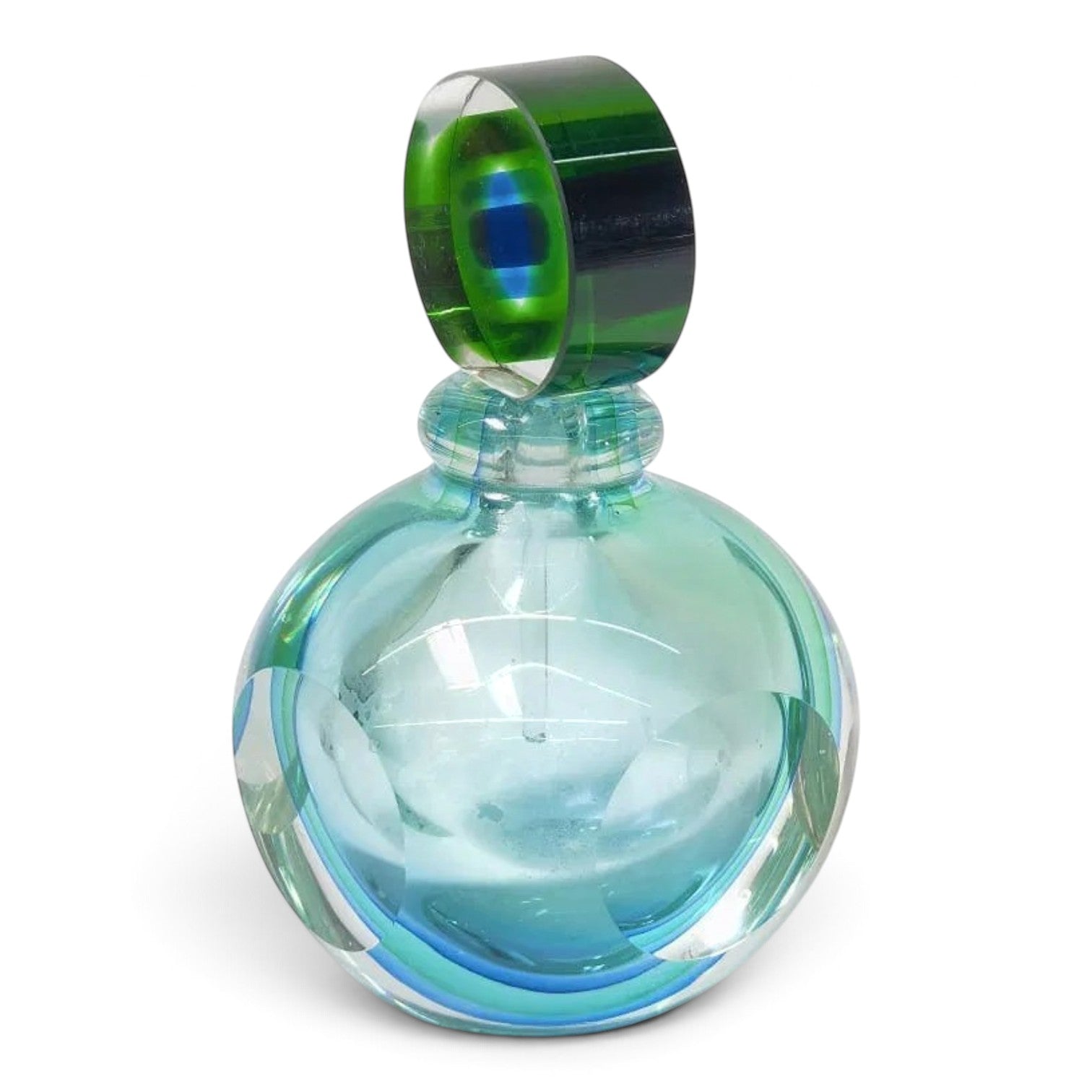 1970s Murano Italy Sommerso Glass Geometric Perfume Bottle