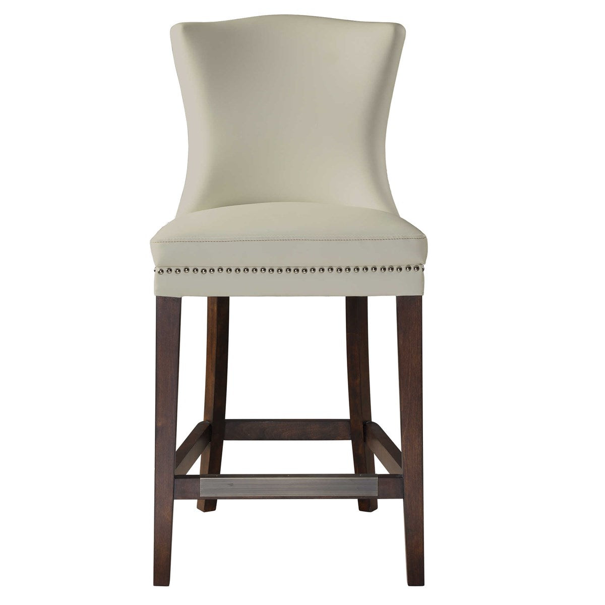 dariela counter stool cream faux leather nail head detail