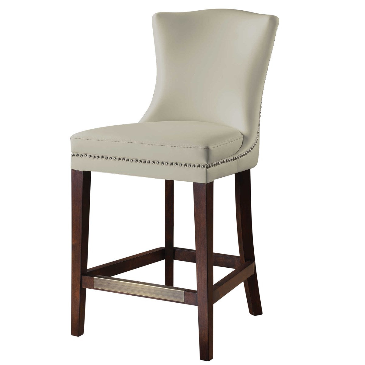 dariela counter stool cream faux leather nail head detail