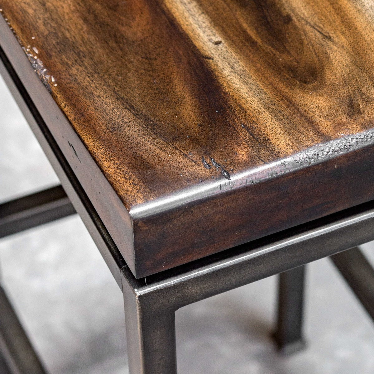 walnut detail beck bar stool walnut seat with iron base