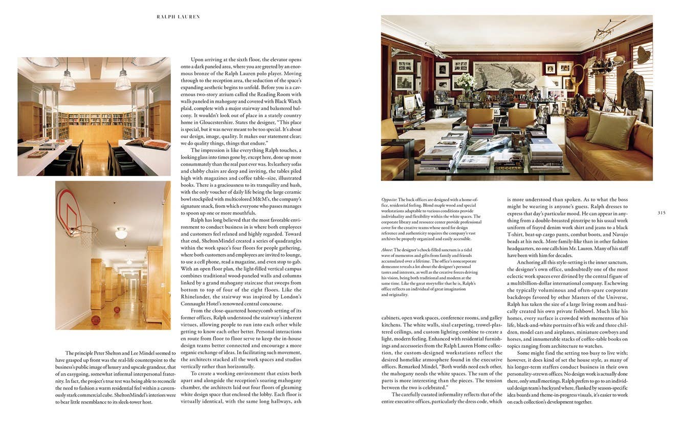 Magazine layout with interior design images and text on a white background