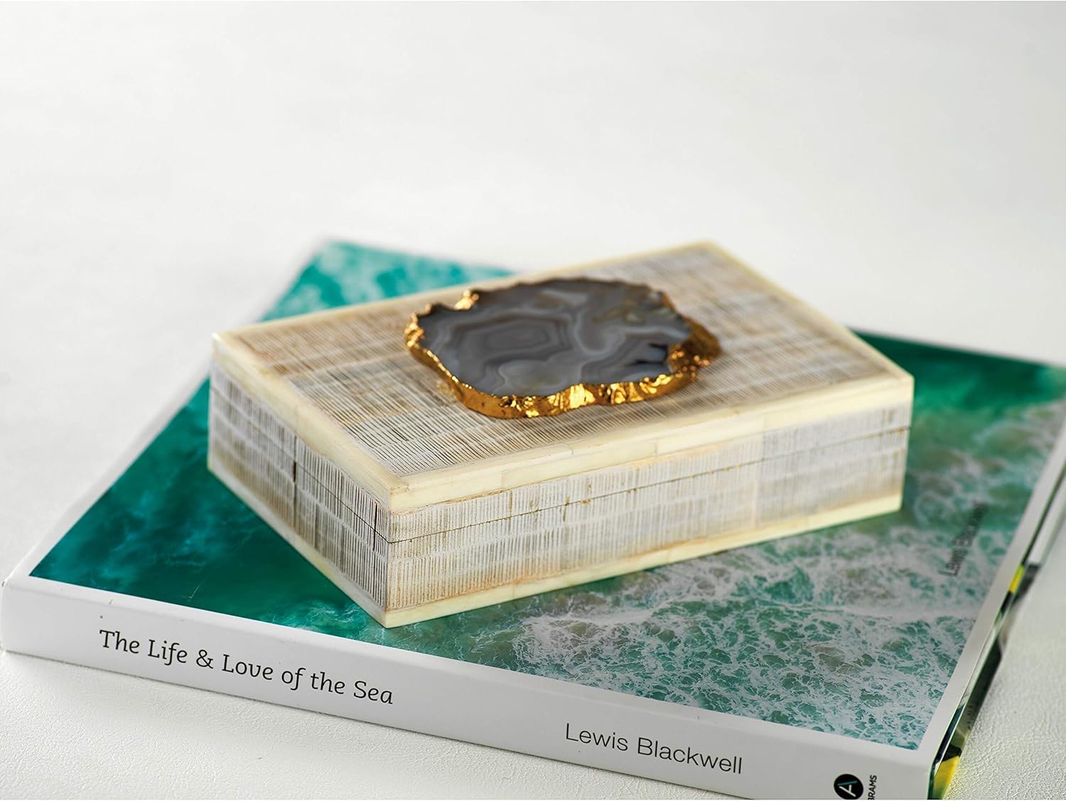 Chiseled Mango Wood and Bone Box