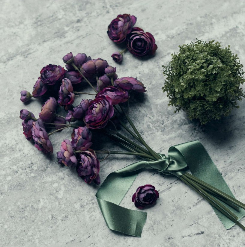Artificial Ranunculus Bunch in Deep Purple