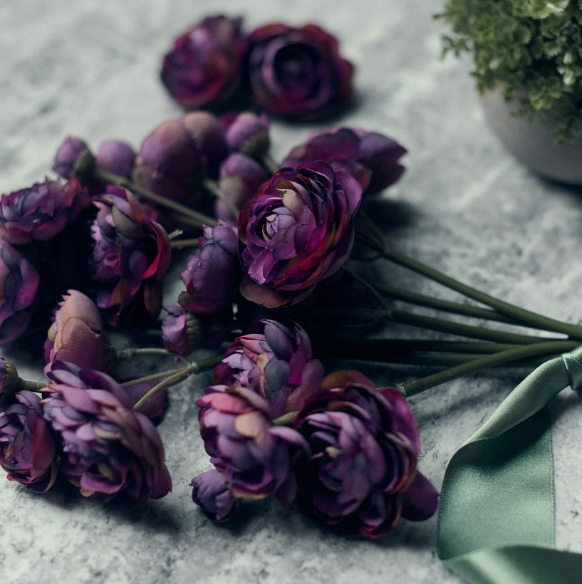 Artificial Ranunculus Bunch in Deep Purple