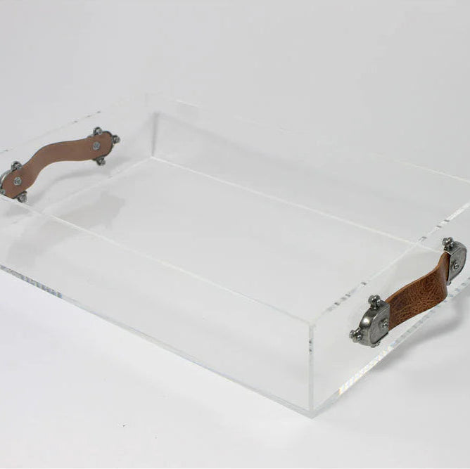 Acrylic Tray w/ Leather Handles- Small