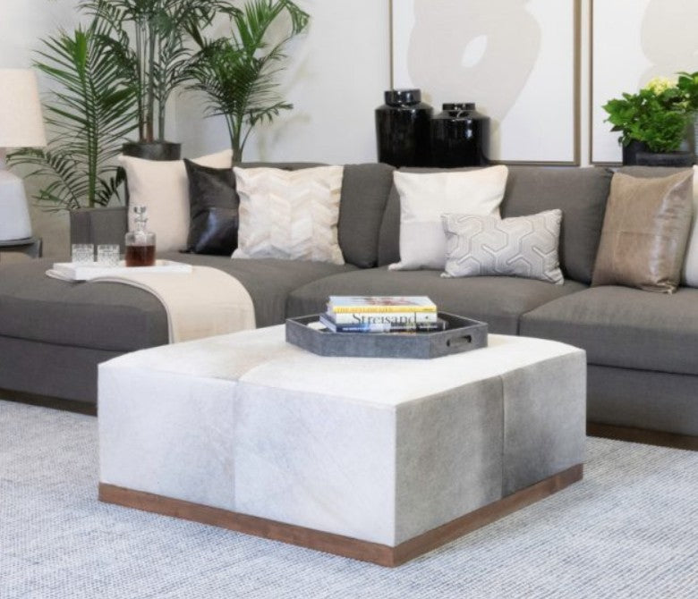 Felix Hair on Hide Leather Ottoman