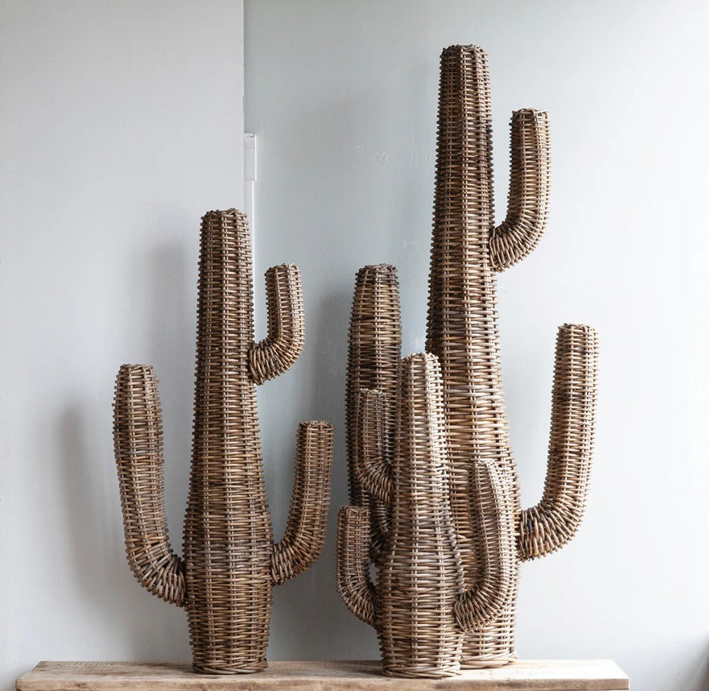 Large Rattan Cactus Sculpture