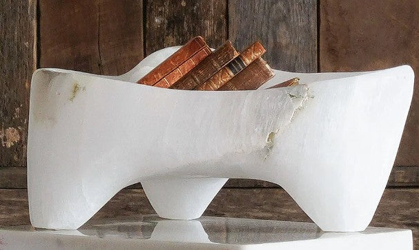 Solid Selenite Basin with Feet