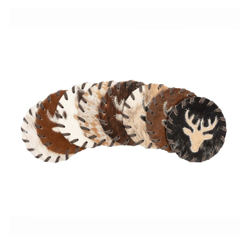 Deer Head Cowhide Coaster