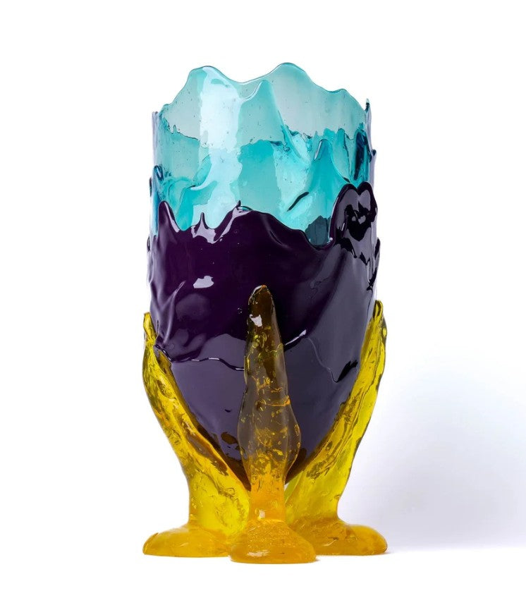 Corsi Designs Clear Vase Extra Color-Clear Aqua, Matt Aubergine, Clear Yellow