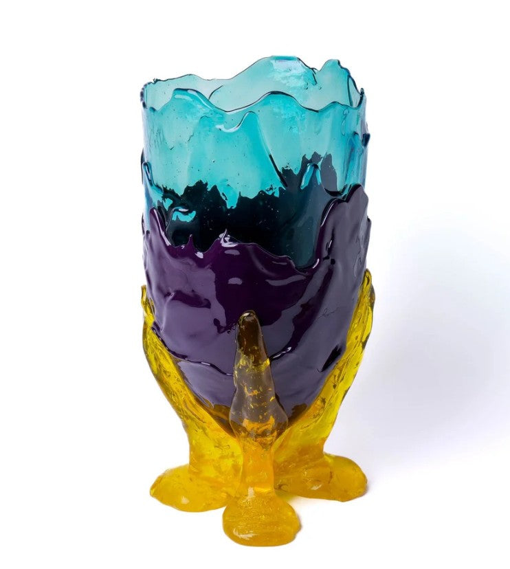 Corsi Designs Clear Vase Extra Color-Clear Aqua, Matt Aubergine, Clear Yellow