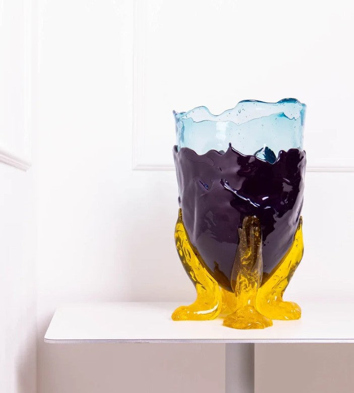 Corsi Designs Clear Vase Extra Color-Clear Aqua, Matt Aubergine, Clear Yellow
