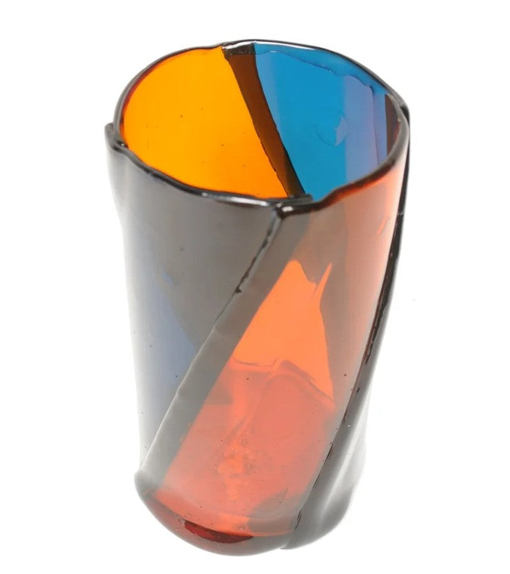 Lezioni Di Enzo Mari Twirl Vase - Clear Emerald And Clear Orange