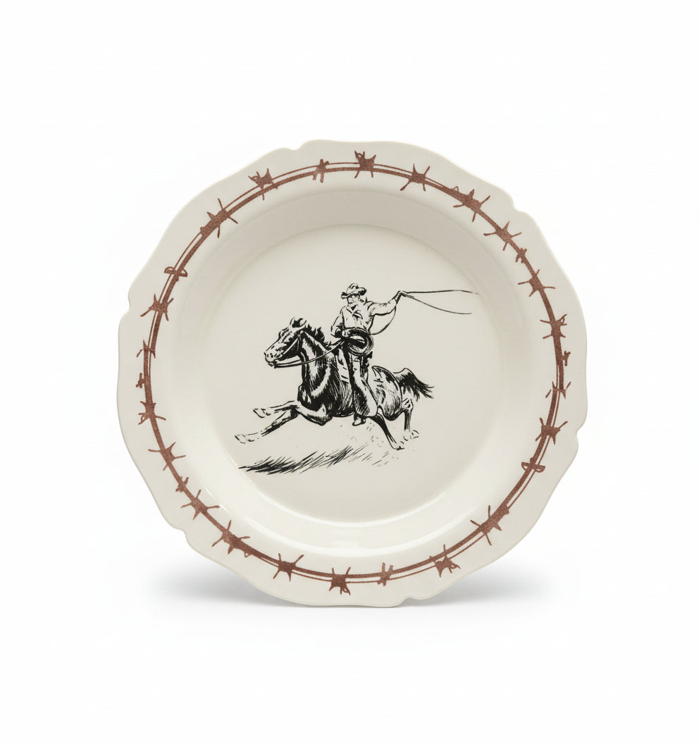 Set of Six Custom Chuckwagon Dinner Plates