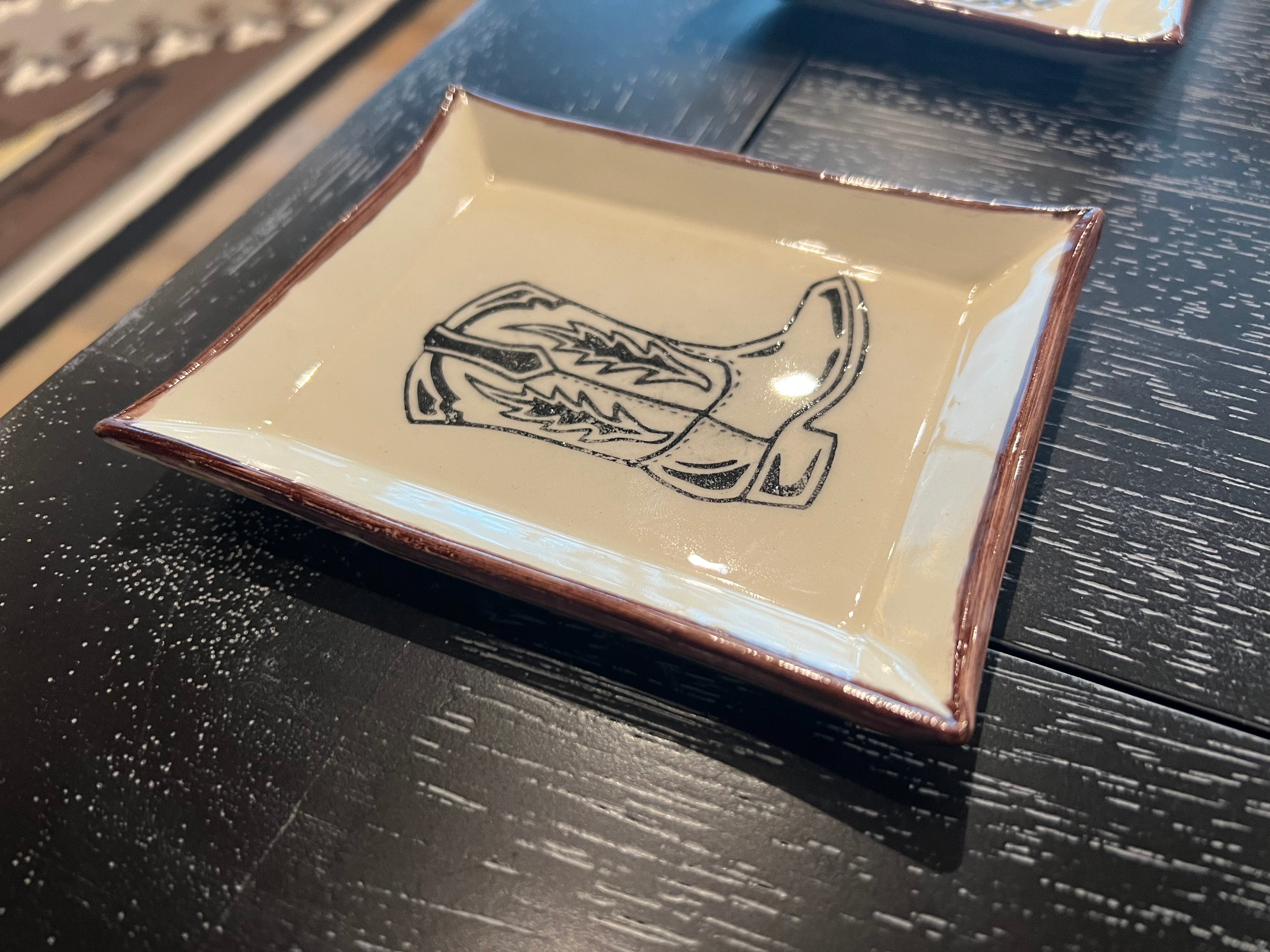 Cowboy Boot Ceramic Trinket Tray