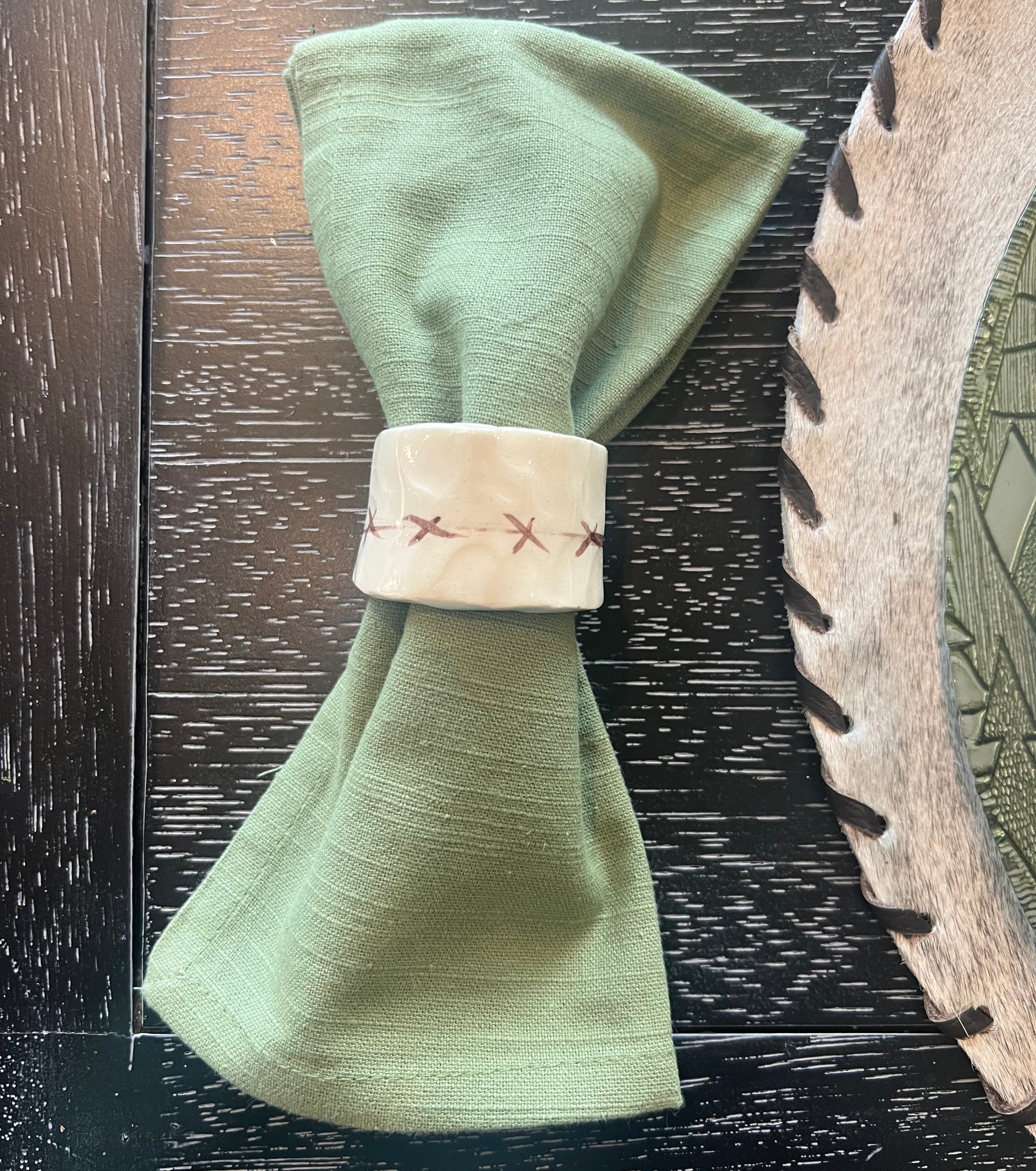 Ceramic Barbed Wire Napkin Rings