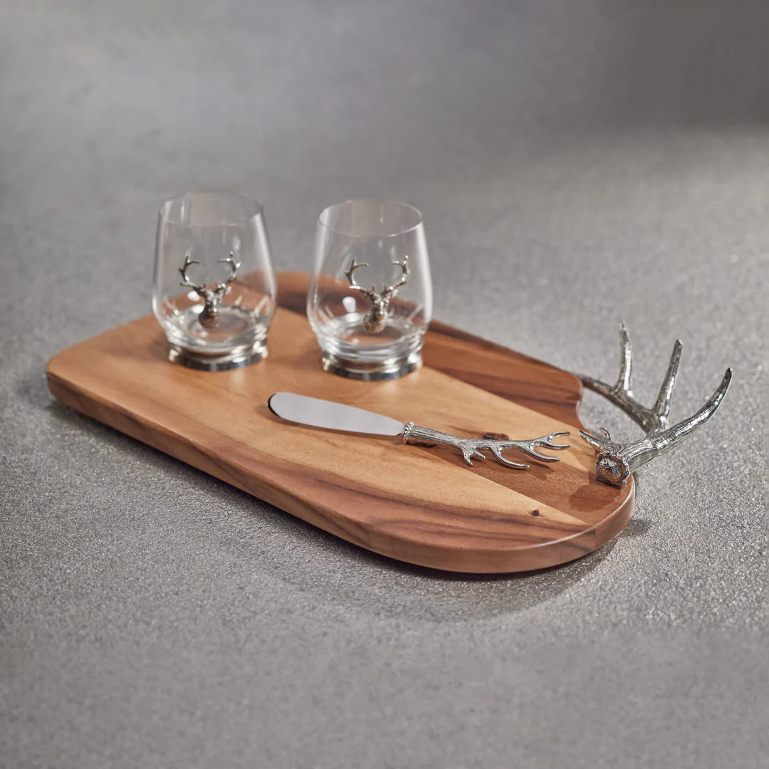 Davos Charcuterie Board with Pewter Antler Handle