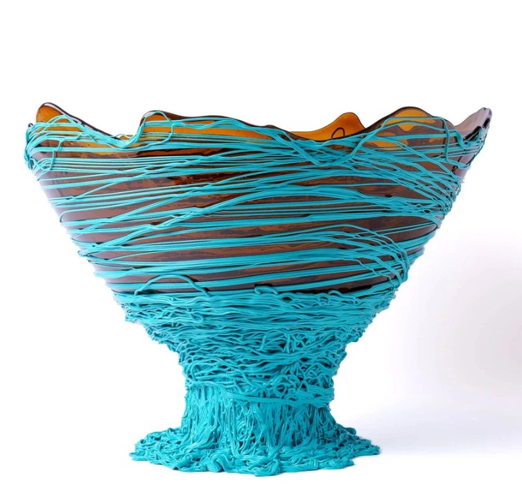 Corsi Designs Ogiva Vase - Clear Brown, Turquoise