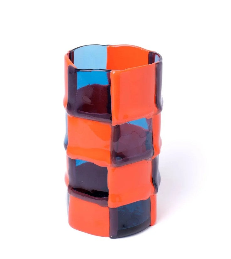 Lezioni di Enzo Mari Bamboo Vase - Clear Light Blue, Matt Pastel Orange