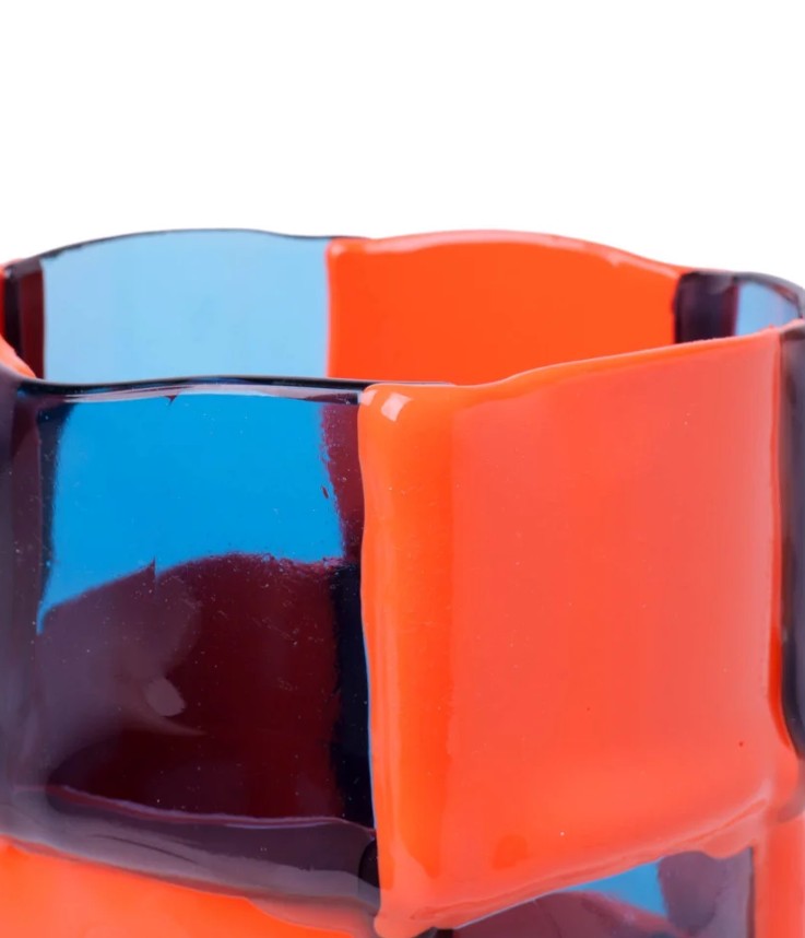 Lezioni di Enzo Mari Bamboo Vase - Clear Light Blue, Matt Pastel Orange