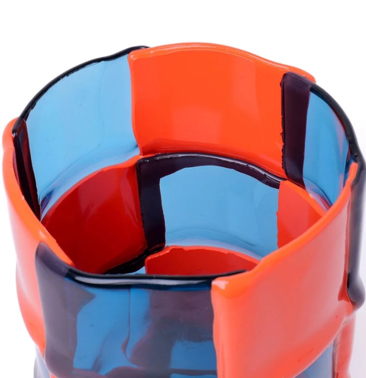Lezioni di Enzo Mari Bamboo Vase - Clear Light Blue, Matt Pastel Orange