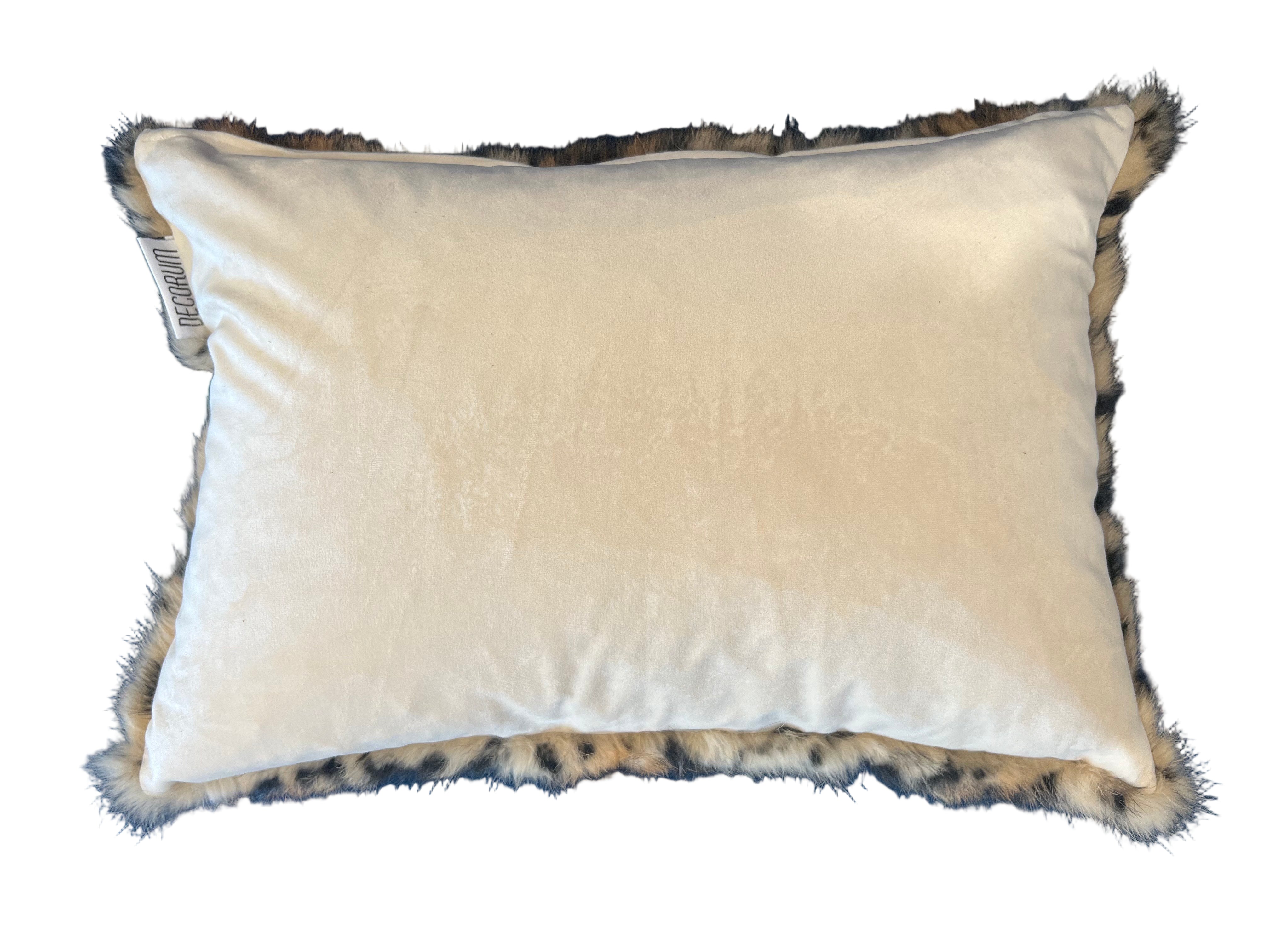 Leopard Print Lumbar Pillow in Rabbit Fur