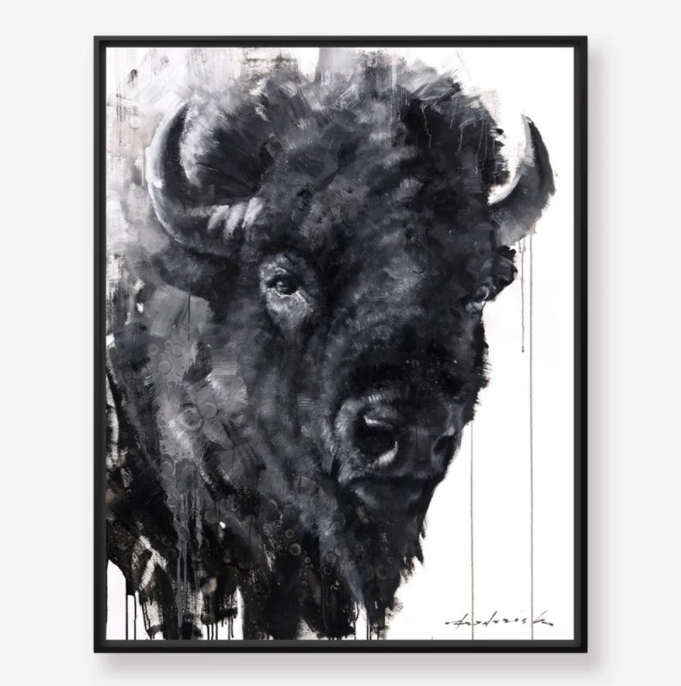 Limited Edition "Granite" Bison Framed Print by David Frederick Riley
