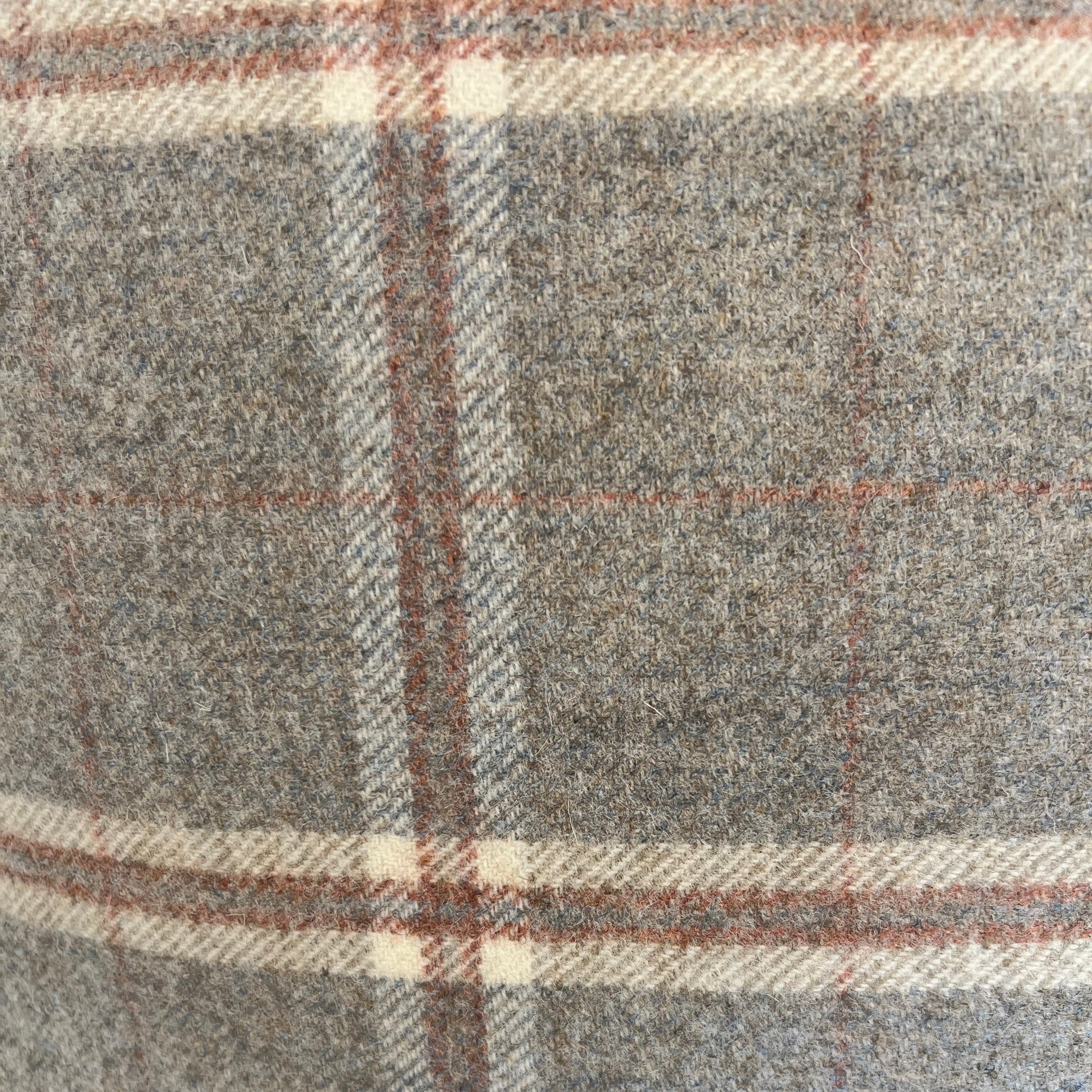 Grey & Rust English Wool Tartan Pillow