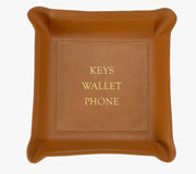 "Where's My Phone" Leather Valet Tray in Tan