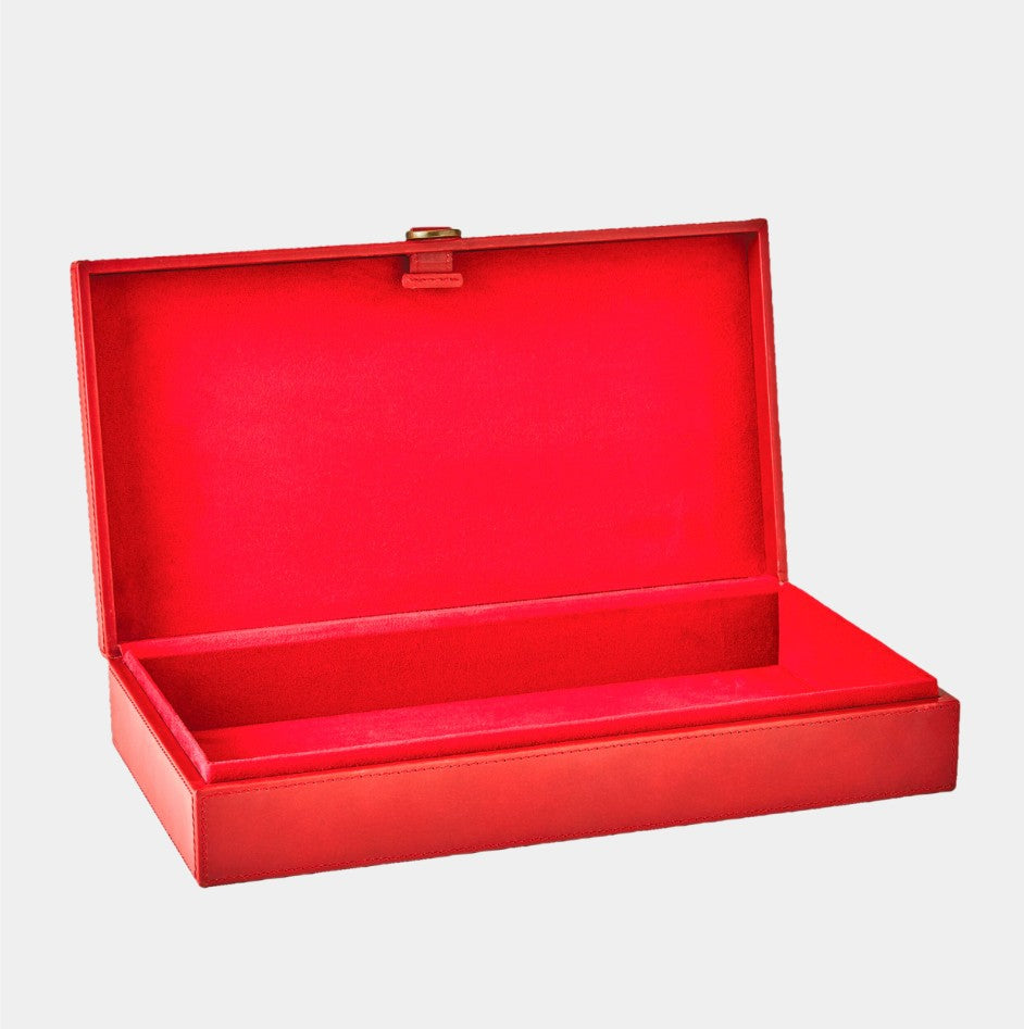 Deep Red Edwin Marbled Leather D Ring Box