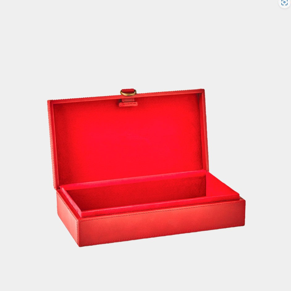 Deep Red Edwin Marbled Leather D Ring Box