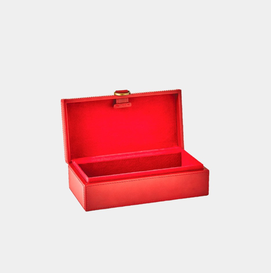 Deep Red Edwin Marbled Leather D Ring Box