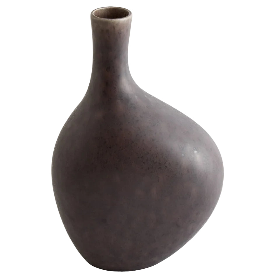 Dark brown ceramic vase on a white background
