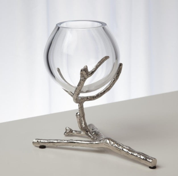 Twig Single Vase Holder-Nickel