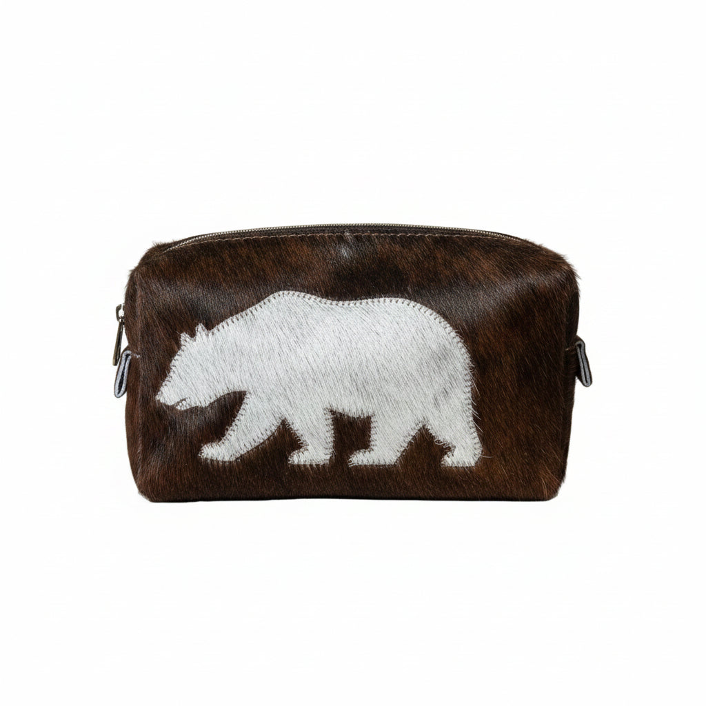 Large Cowhide Makeup Bag with Design