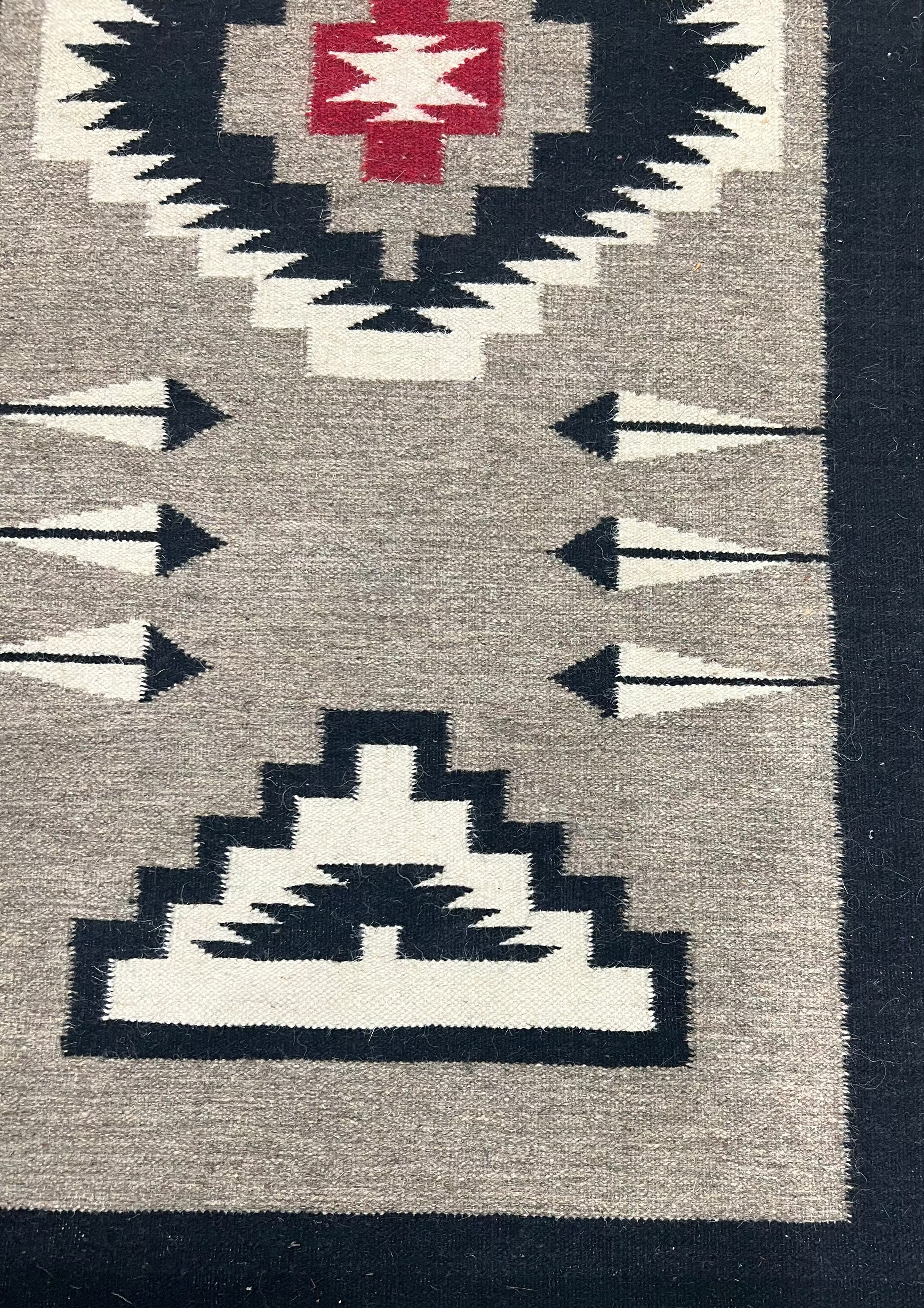 Red Geometric Tribal Berber Wool Runner