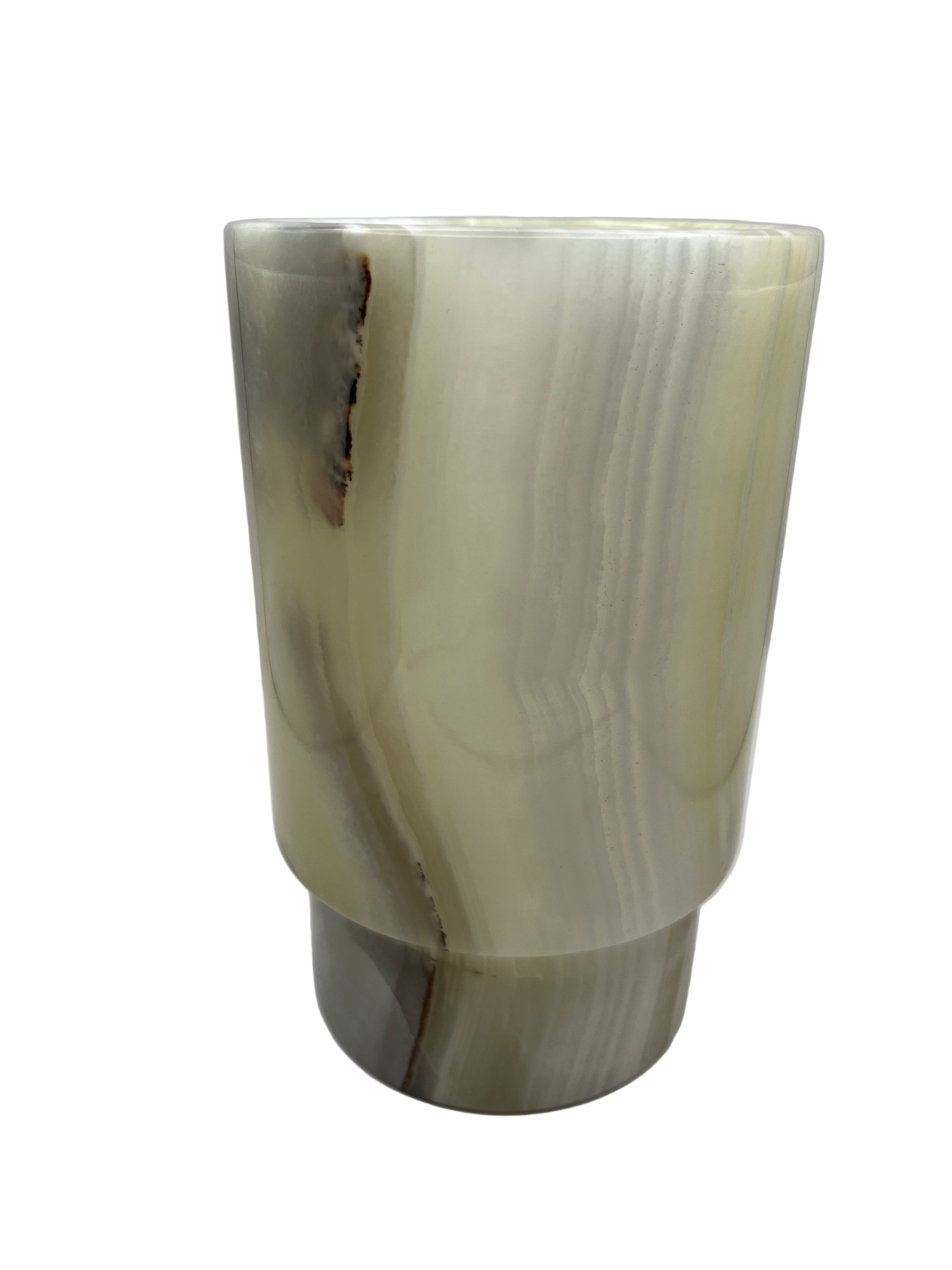 Solid Green Onyx Vase/Wine Chiller