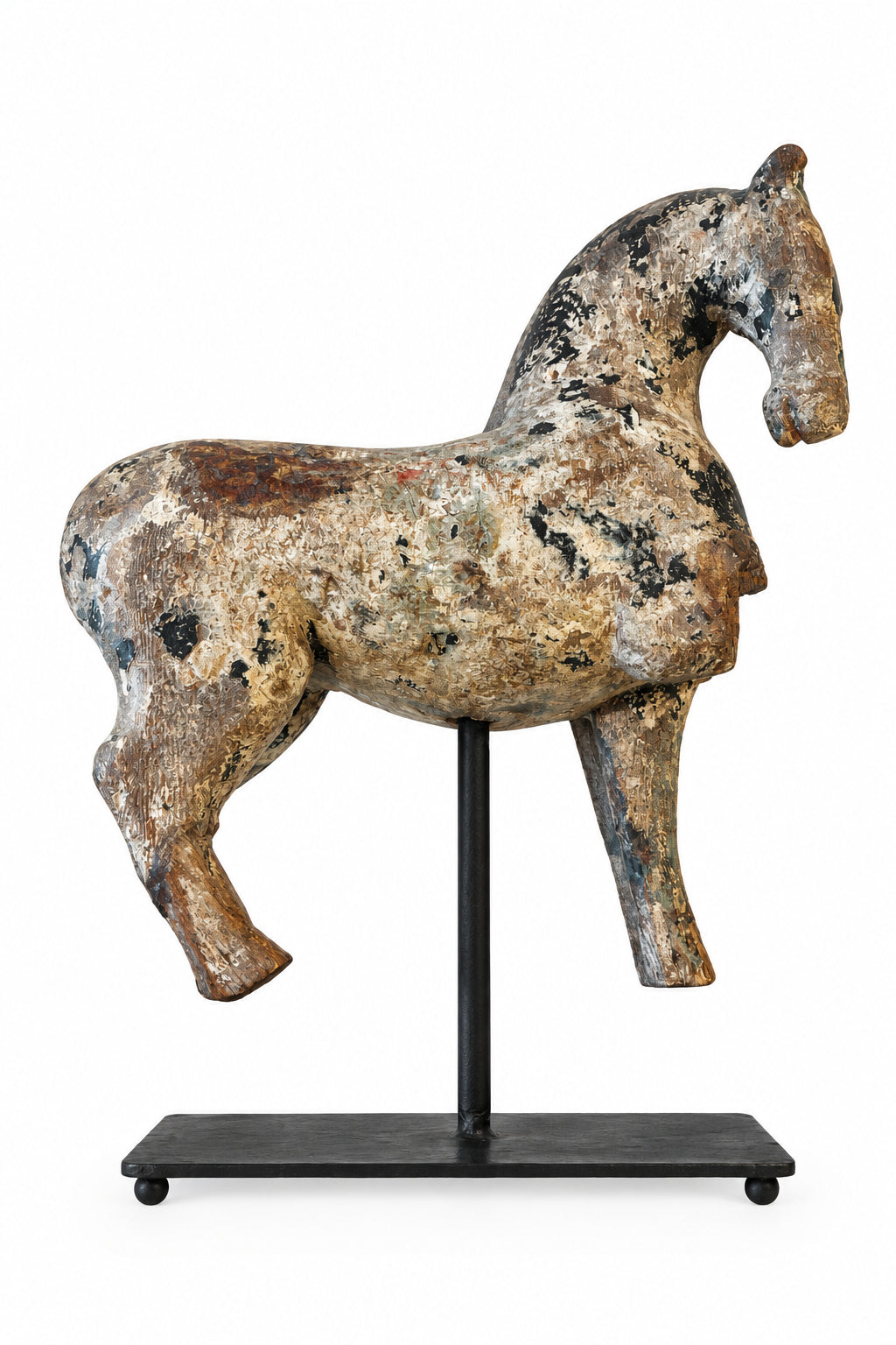 Antique Handcarved Folk Art Horse on Stand