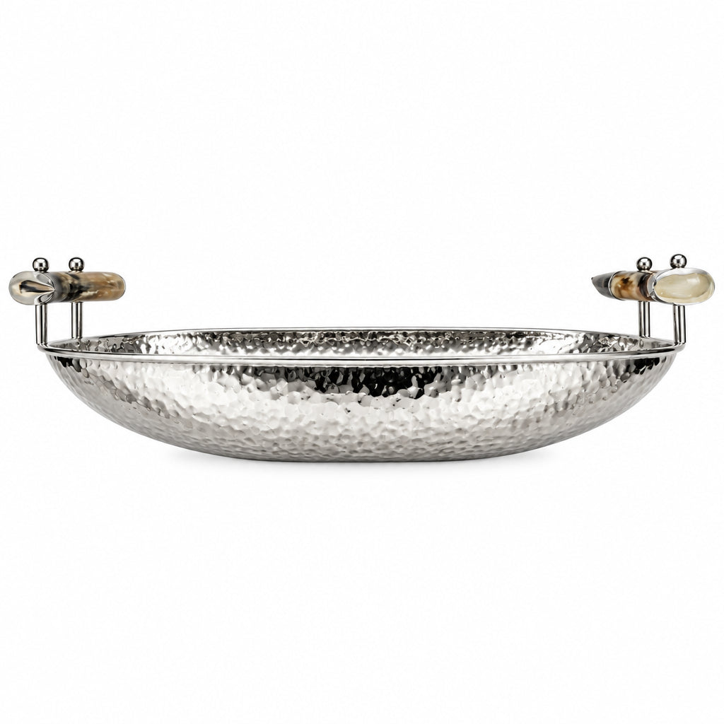 Hammered Nickel Tray with Resin Handles