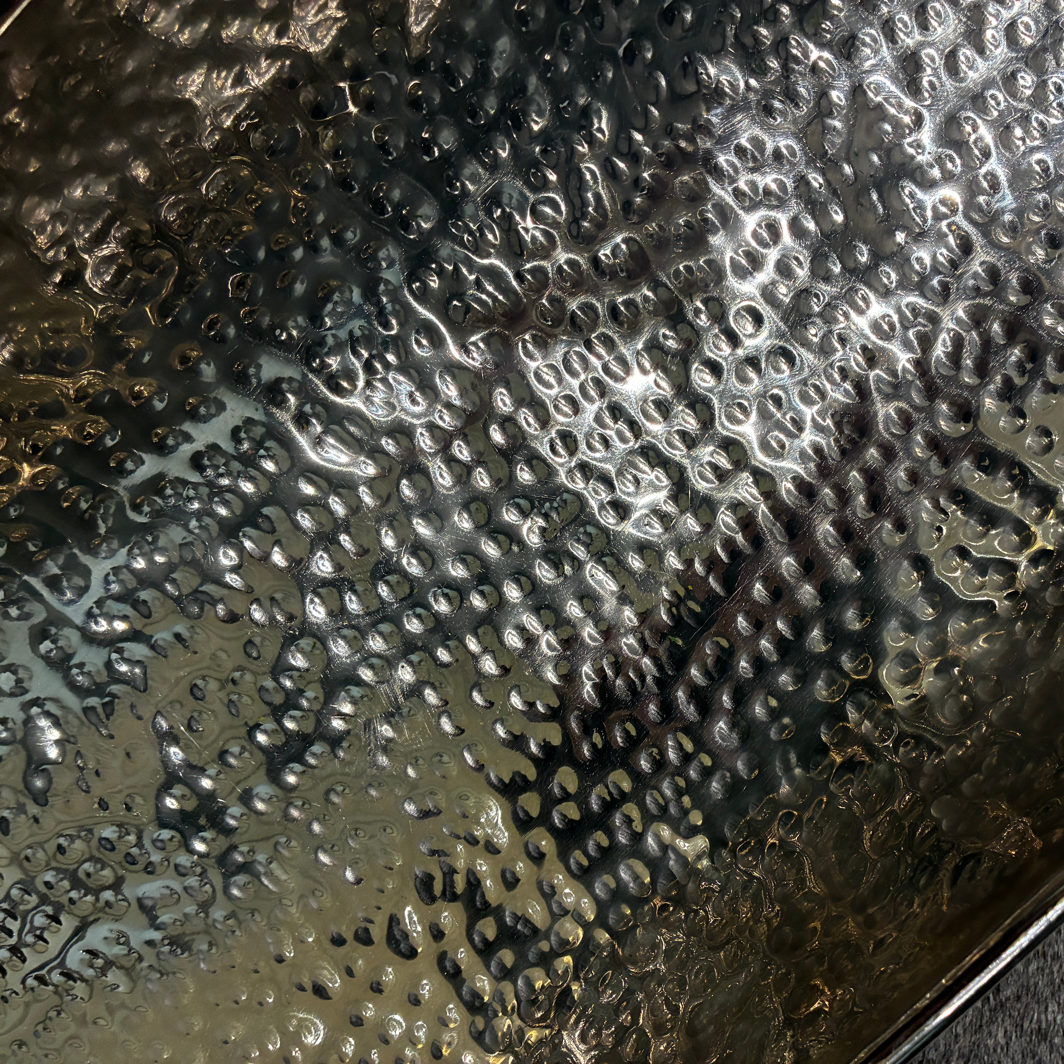Hammered Nickel Tray with Resin Handles