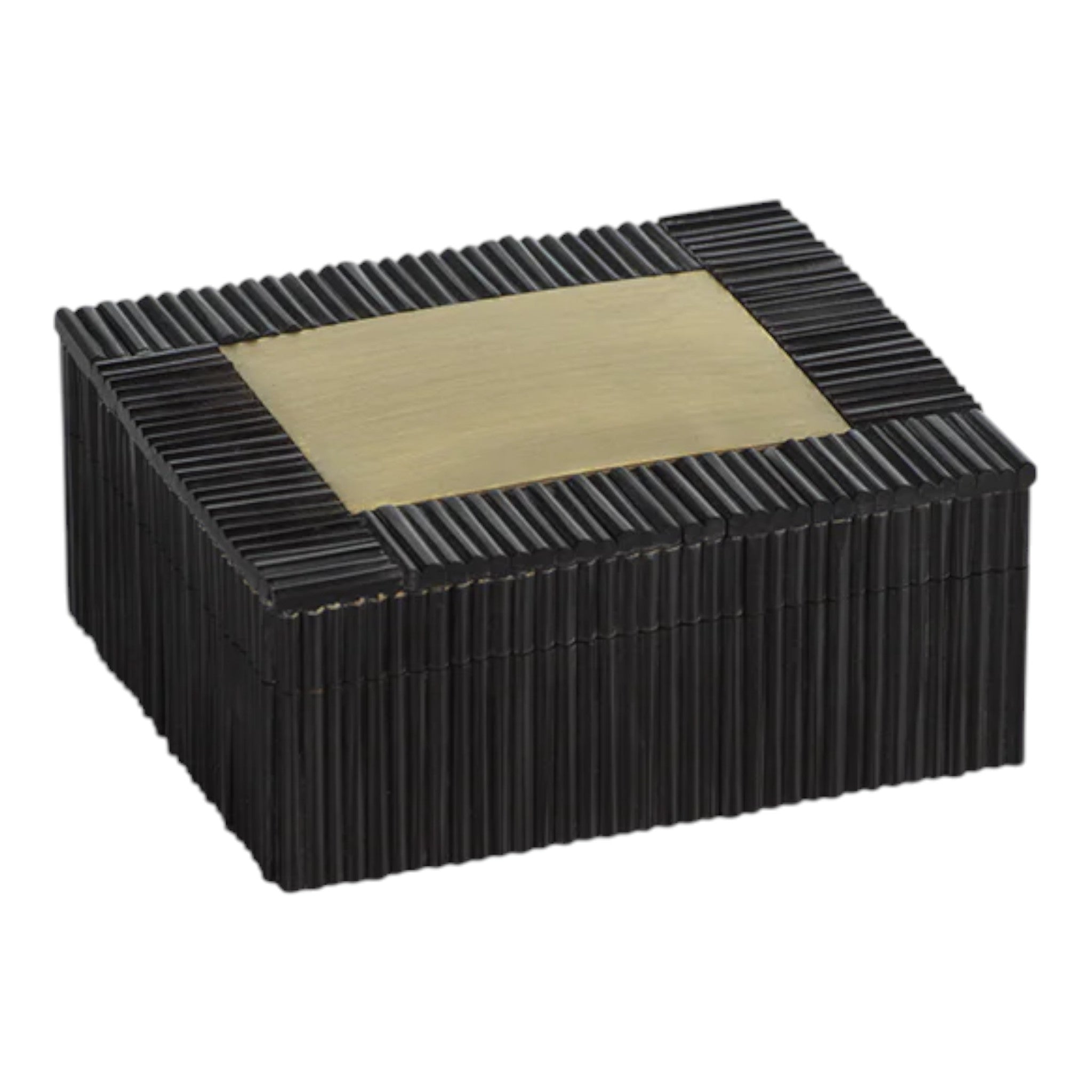 Black Resin Inlaid Box with Brass
