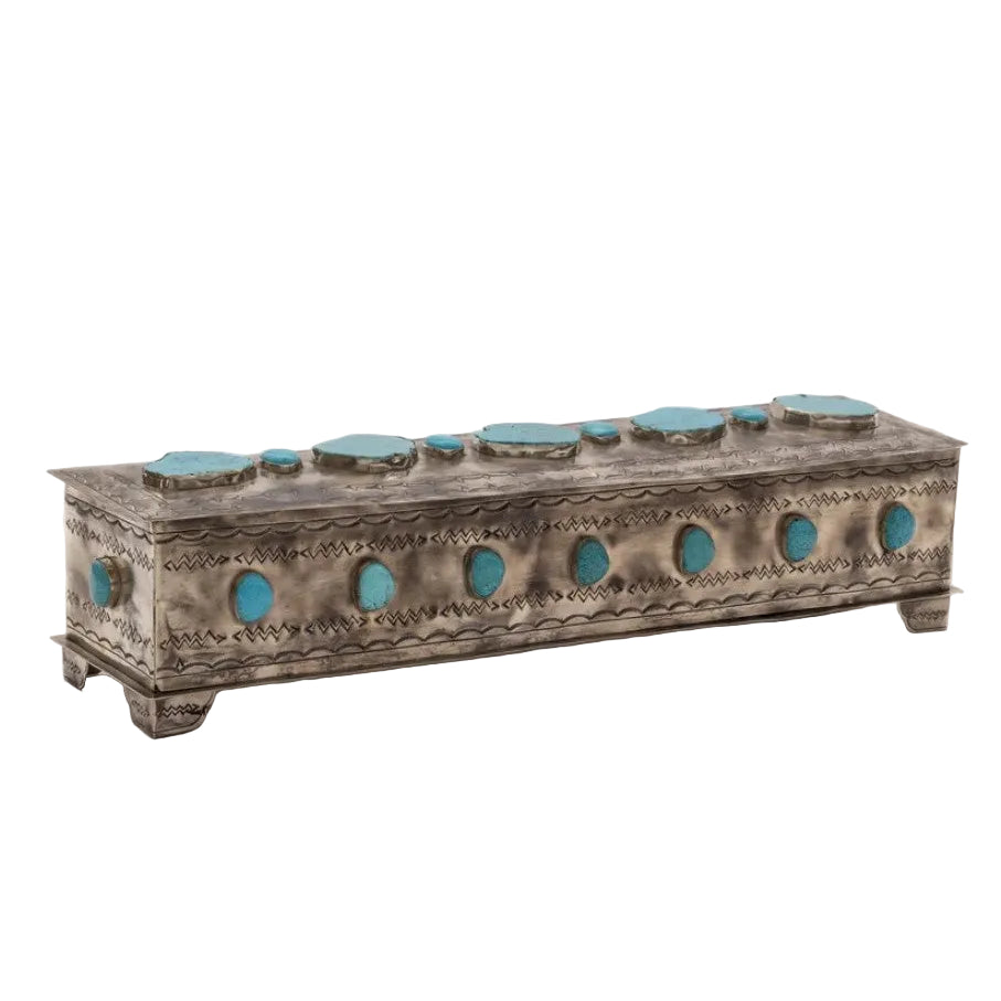 Large Mantle Box with Turquoise