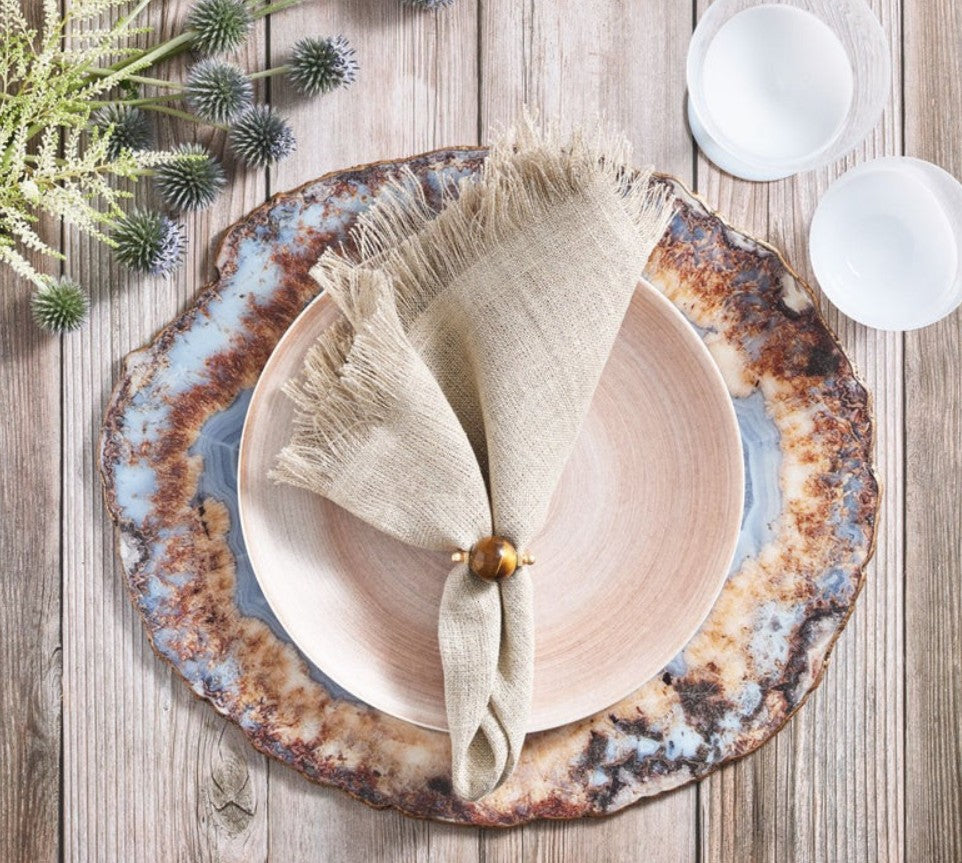 Strata Agate Placemat in Beige in Taupe & Gray Set of Four