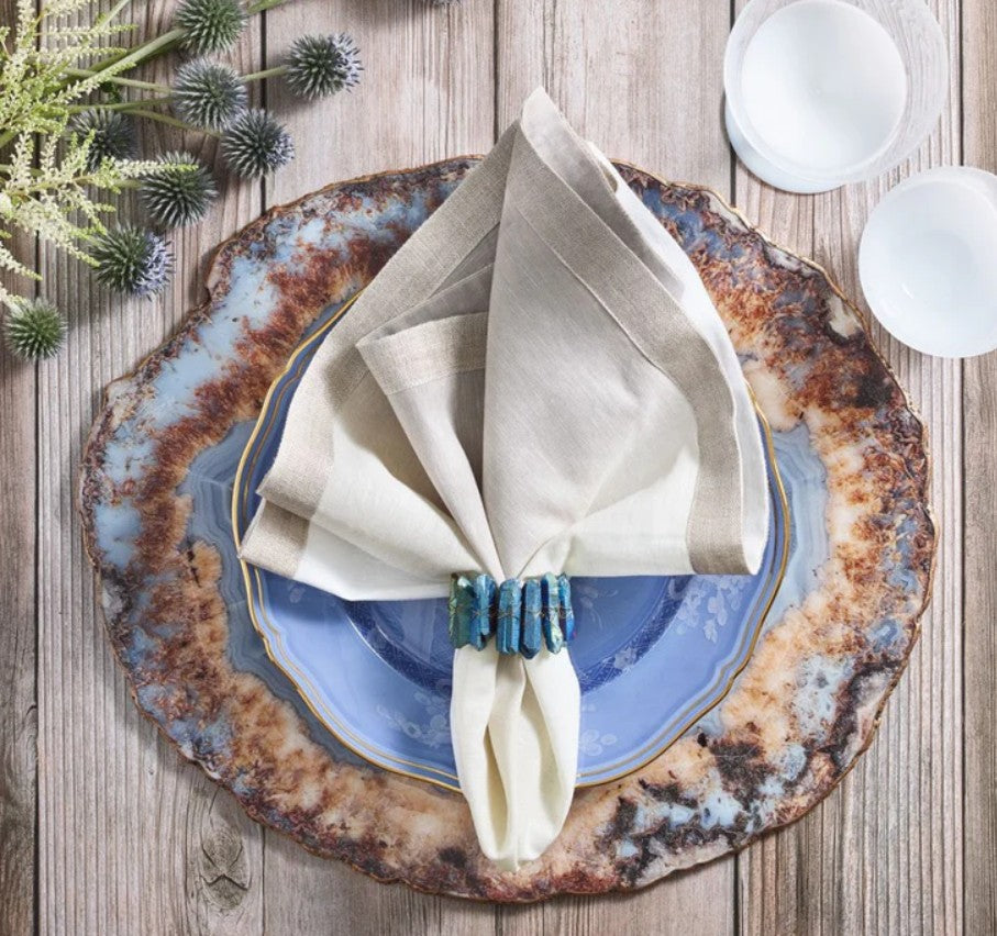 Strata Agate Placemat in Beige in Taupe & Gray Set of Four