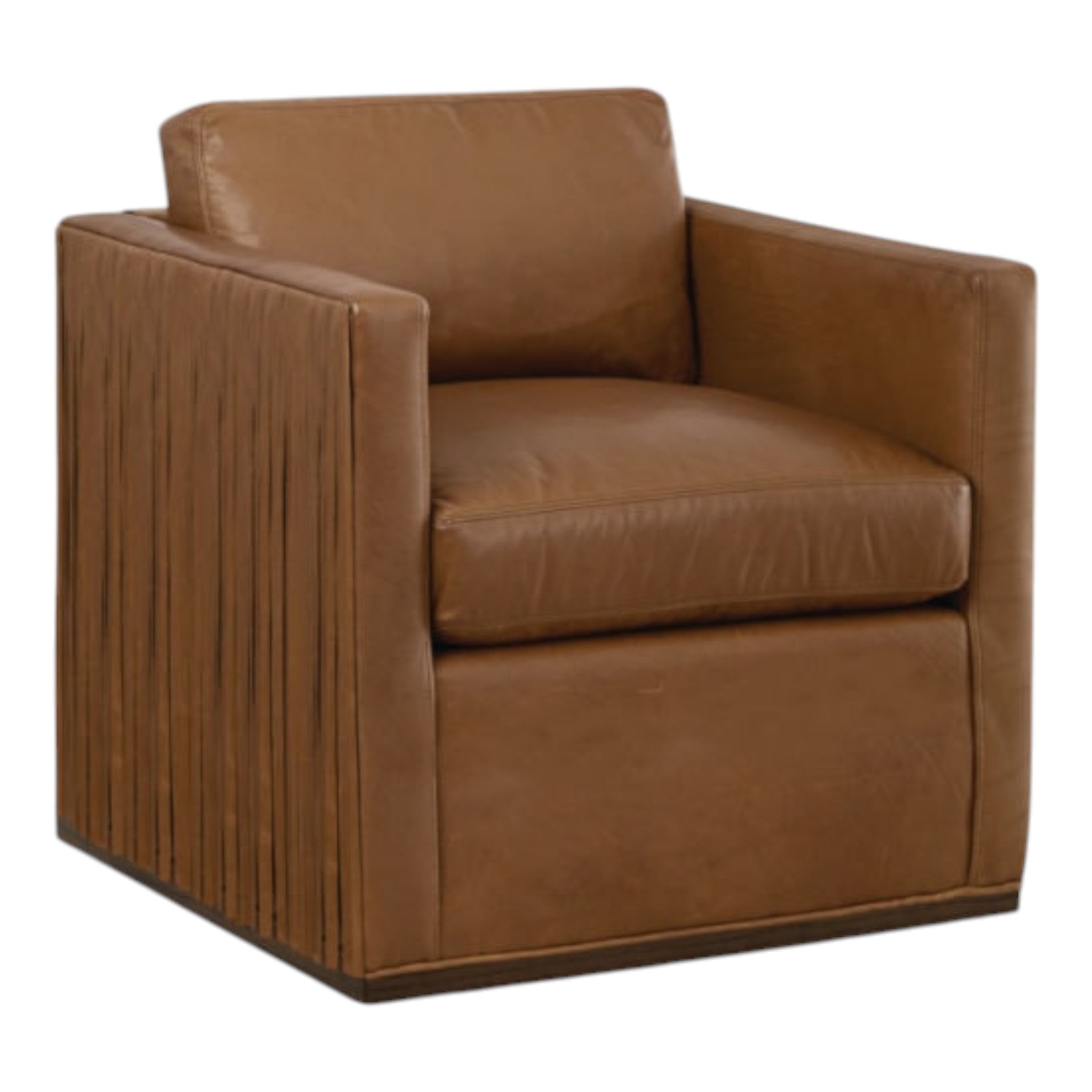 Leather Fringe Swivel Chair