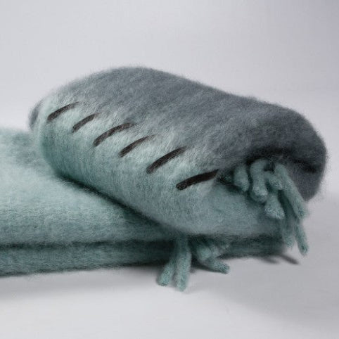 Mohair Leather Stitch Throw Blanket