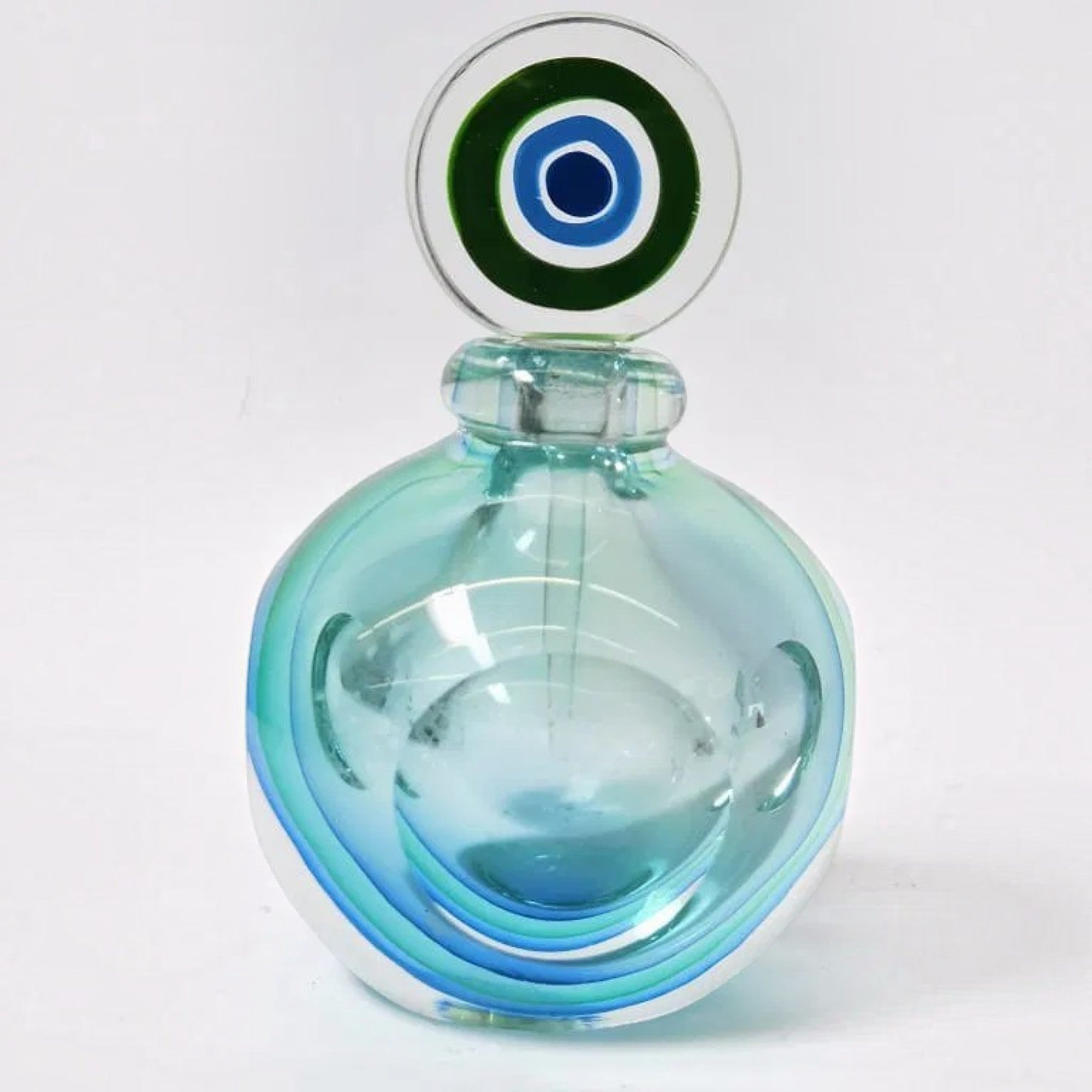 1980s Murano Italy Sommerso Glass Geometric Perfume Bottle