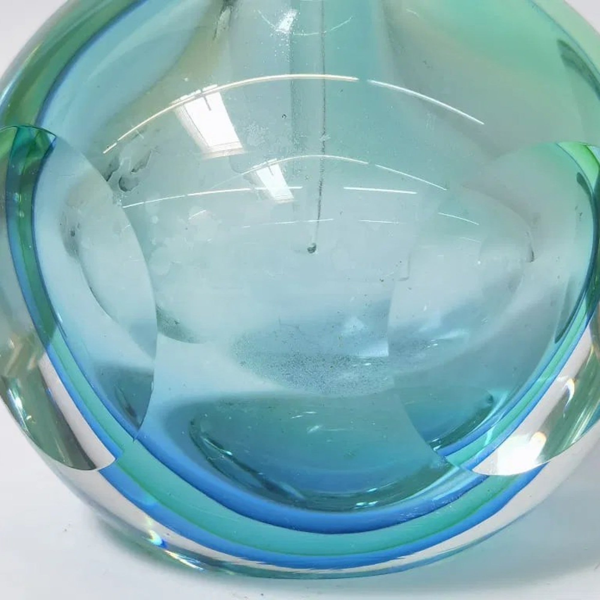 1980s Murano Italy Sommerso Glass Geometric Perfume Bottle
