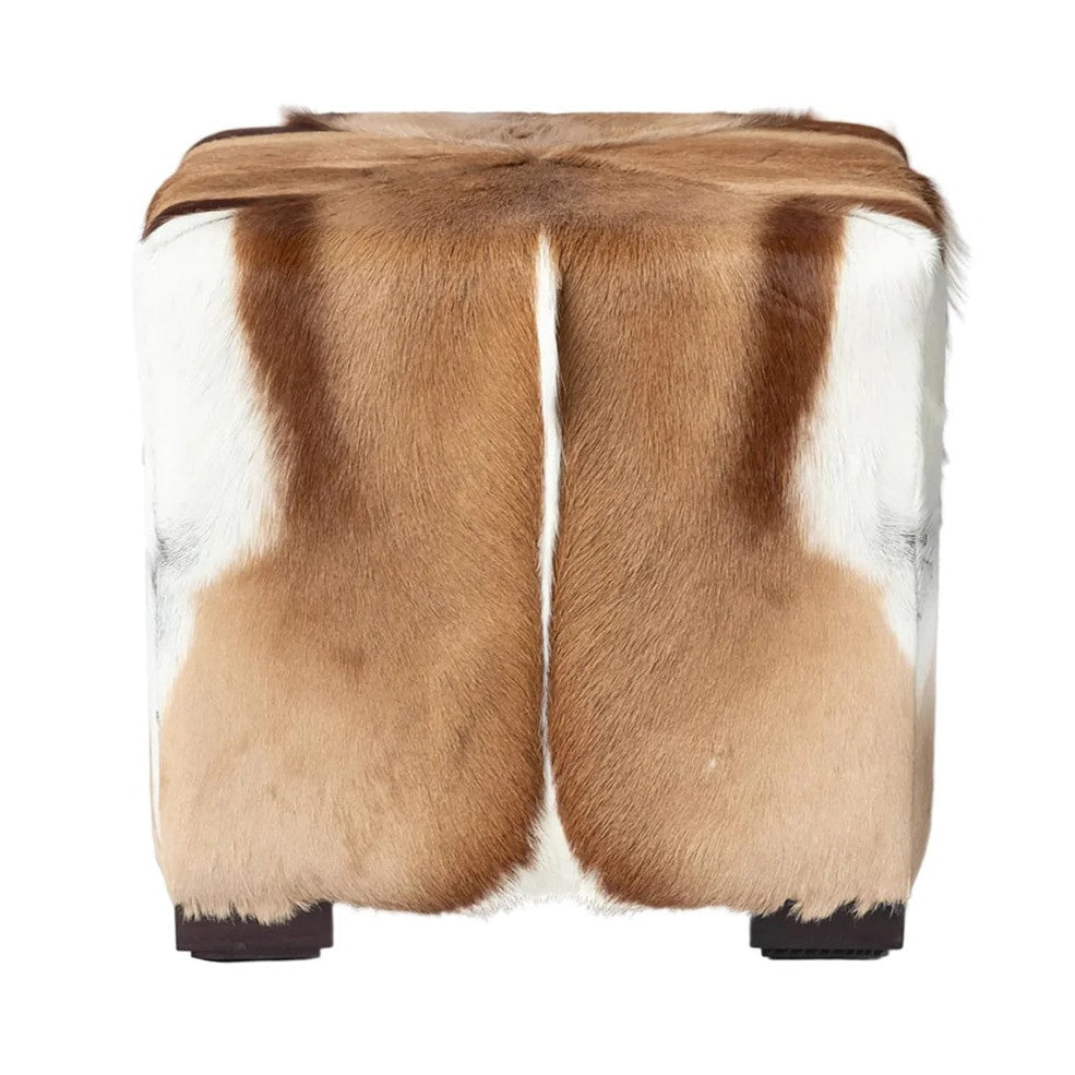 Stool with brown and white fur design on a white background