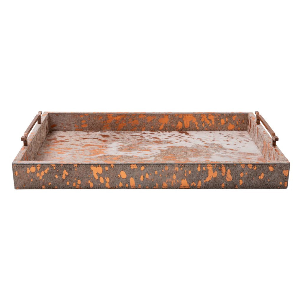 Large Metallic Copper Cow Hide Tray